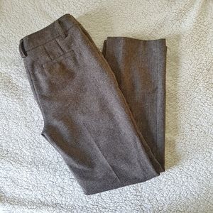 Sz 8 High Waist Trousers, Classic Fit Brown Tweed
